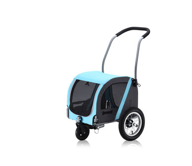 Vantly Mini hondenkar + duwset grijs blauw