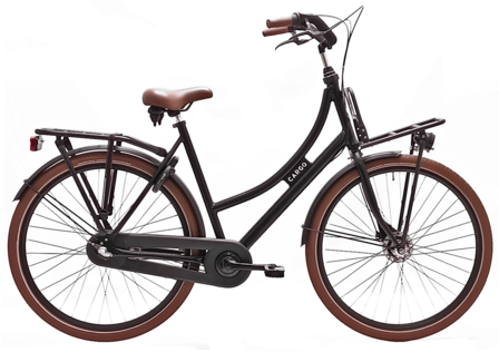 Avalon Cargo Dames Transportfiets Mat Zwart N7 57cm